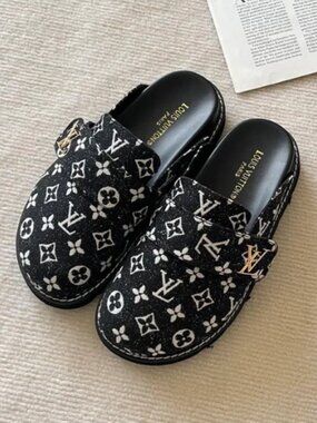 Louis Vuitton Black Slippers